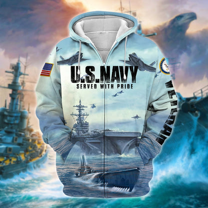 Frenzidea Premium U.S. Navy Veteran Zip Hoodie
