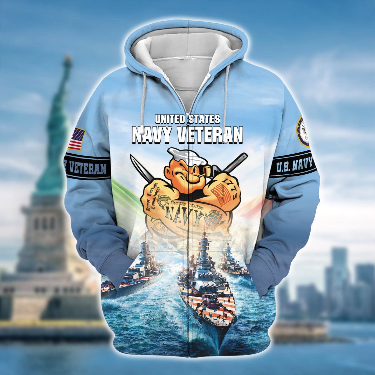 Frenzidea Premium U.S. Navy Veteran Zip Hoodie