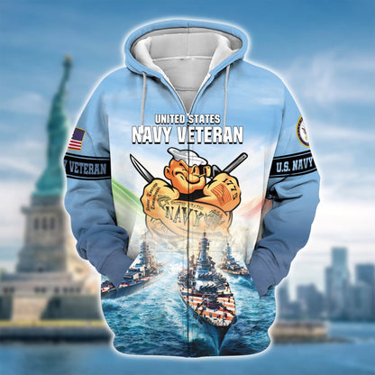 Frenzidea Premium U.S. Navy Veteran Zip Hoodie