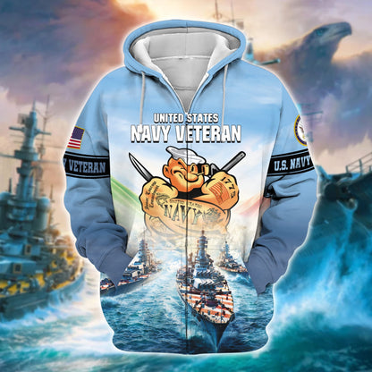 Frenzidea Premium U.S. Navy Veteran Zip Hoodie