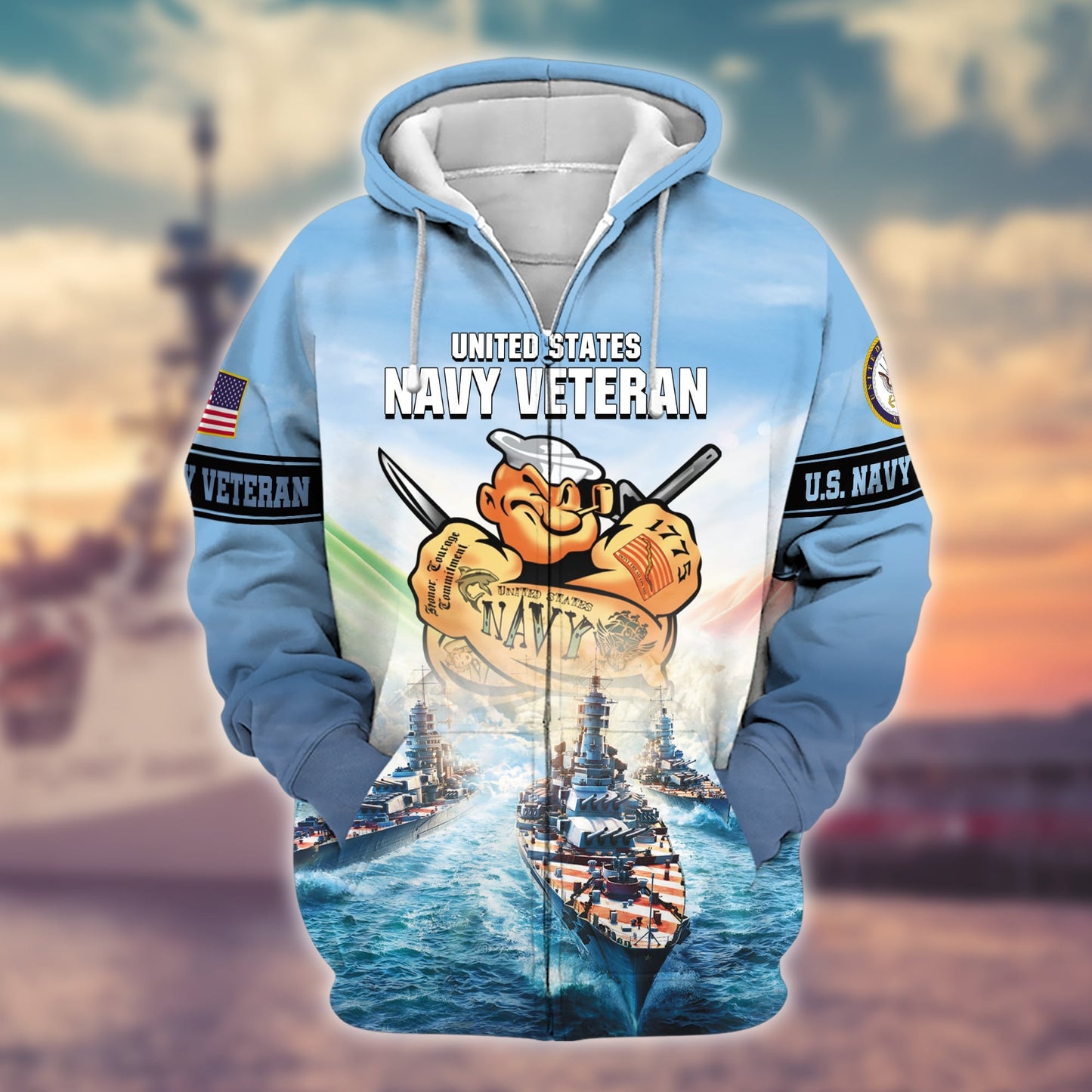 Frenzidea Premium U.S. Navy Veteran Zip Hoodie