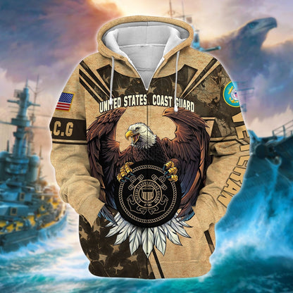 Frenzidea Premium U.S Multiple Service Veteran Zip Hoodie