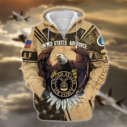 Frenzidea Premium U.S Multiple Service Veteran Zip Hoodie