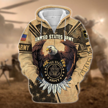 Frenzidea Premium U.S Multiple Service Veteran Zip Hoodie