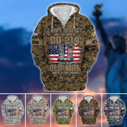 Frenzidea Premium U.S Multiple Service Veteran Zip Hoodie