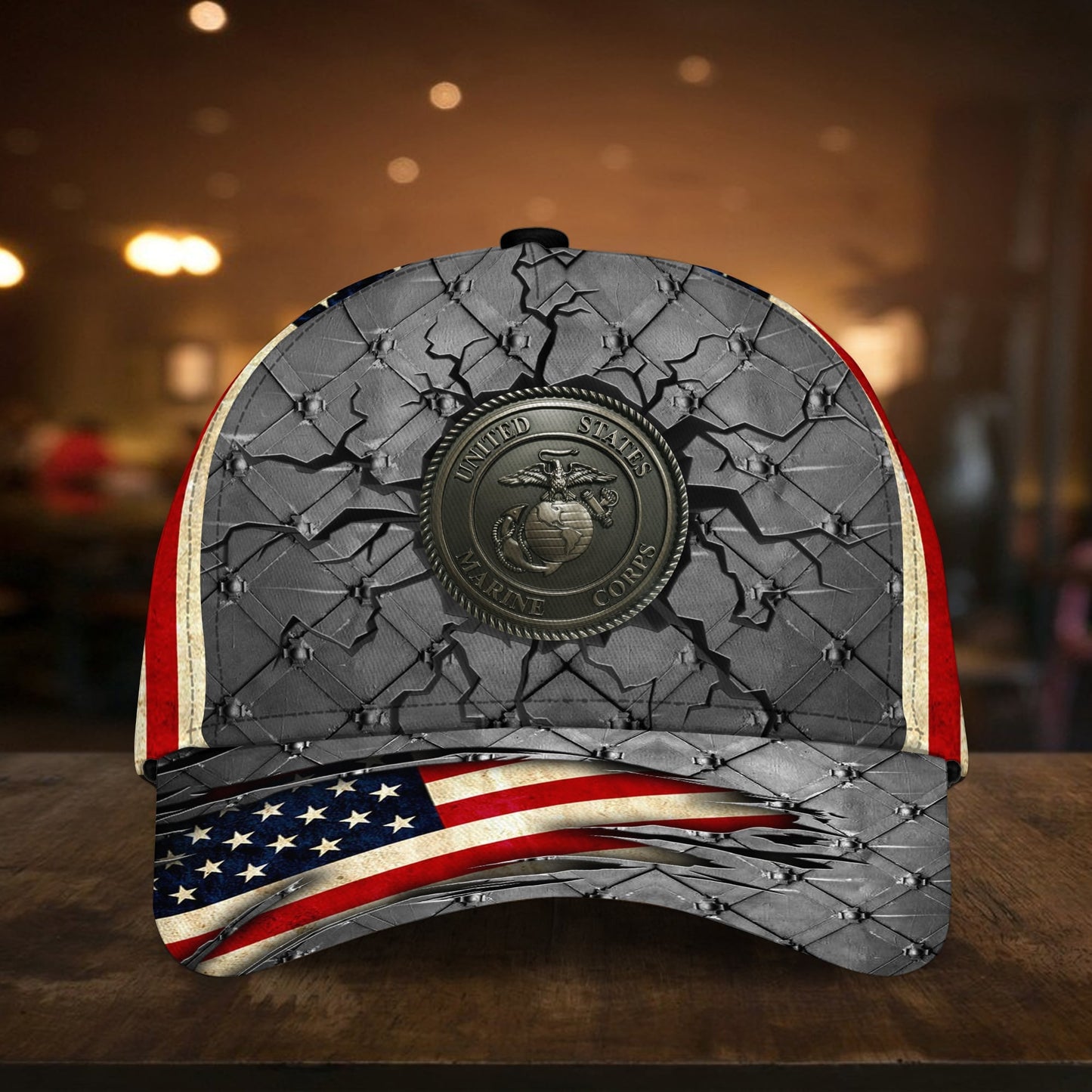 BlueJose Premium U.S Veteran 3D Cap Flag USA Printed PVC240602