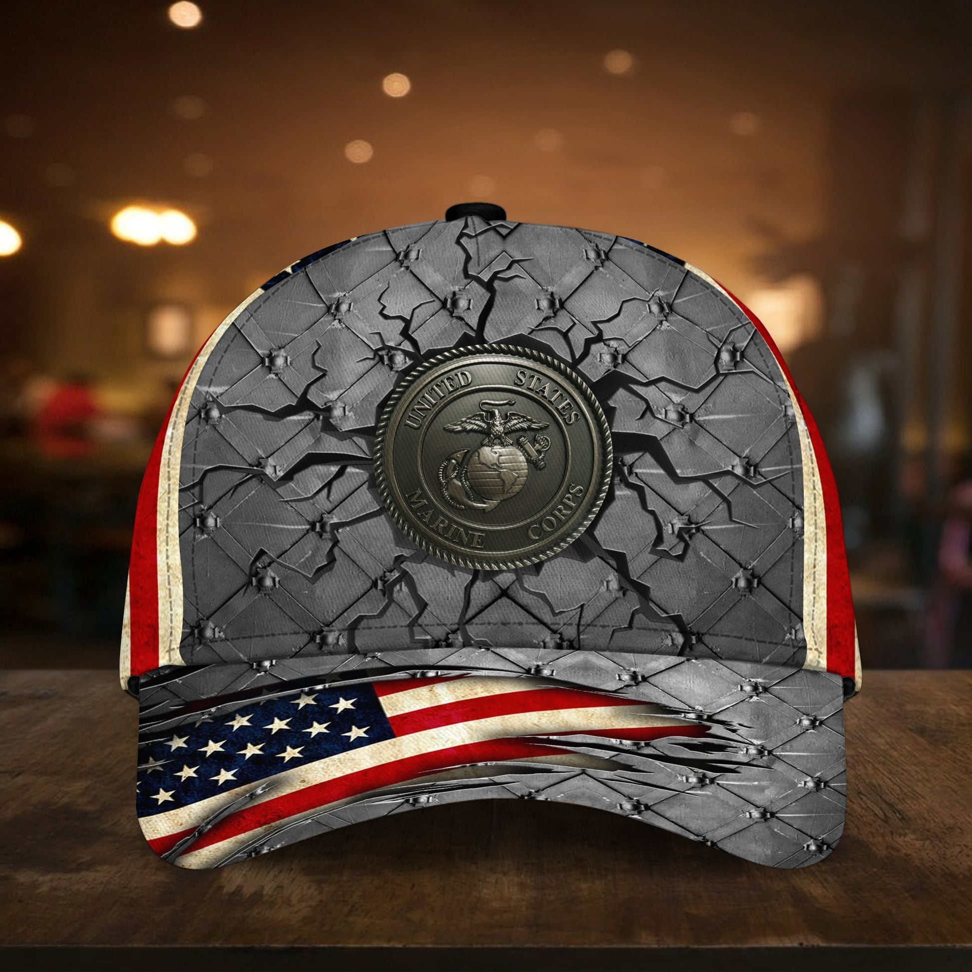 BlueJose Premium U.S Veteran 3D Cap Flag USA Printed PVC240602