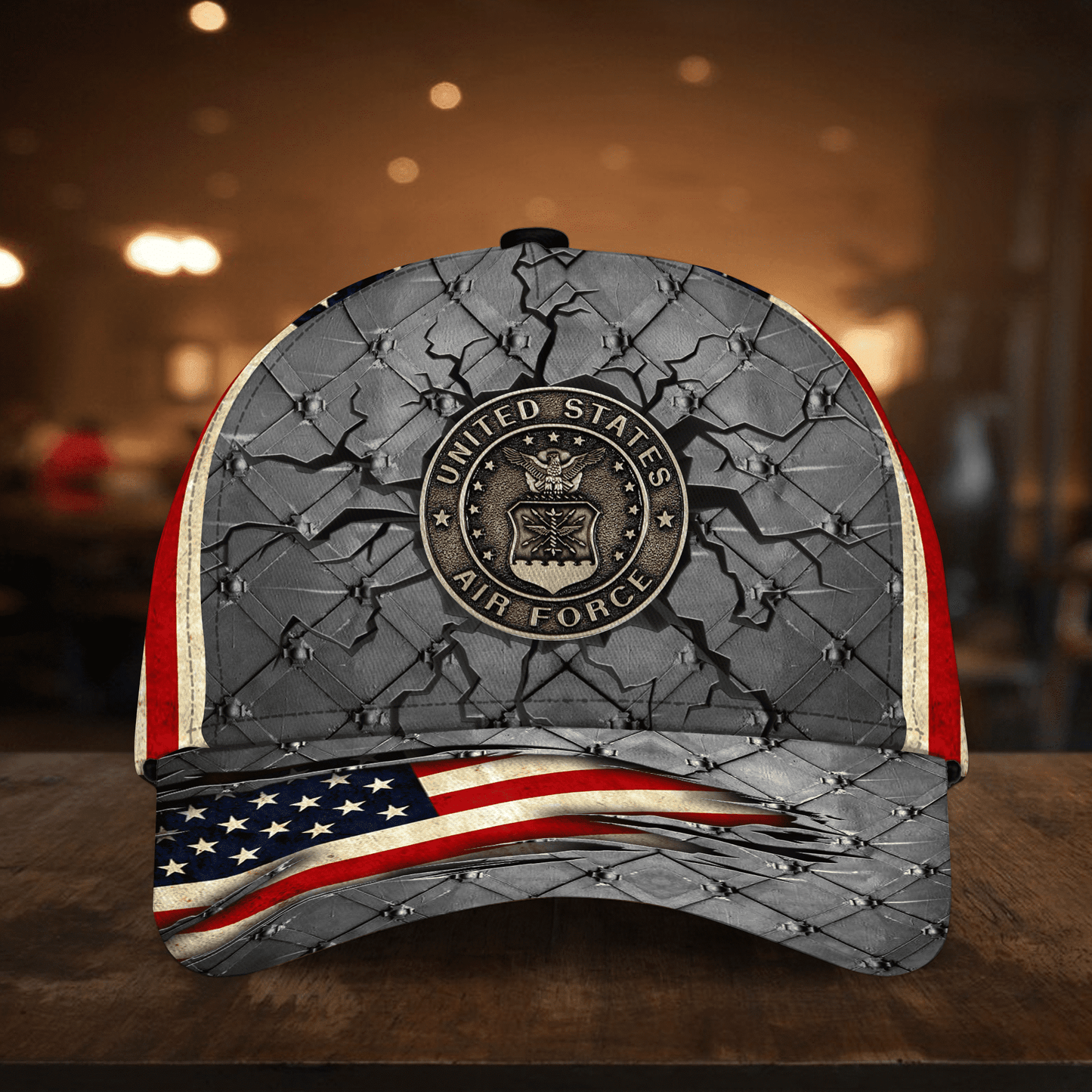 BlueJose Premium U.S Veteran 3D Cap Flag USA Printed PVC240602