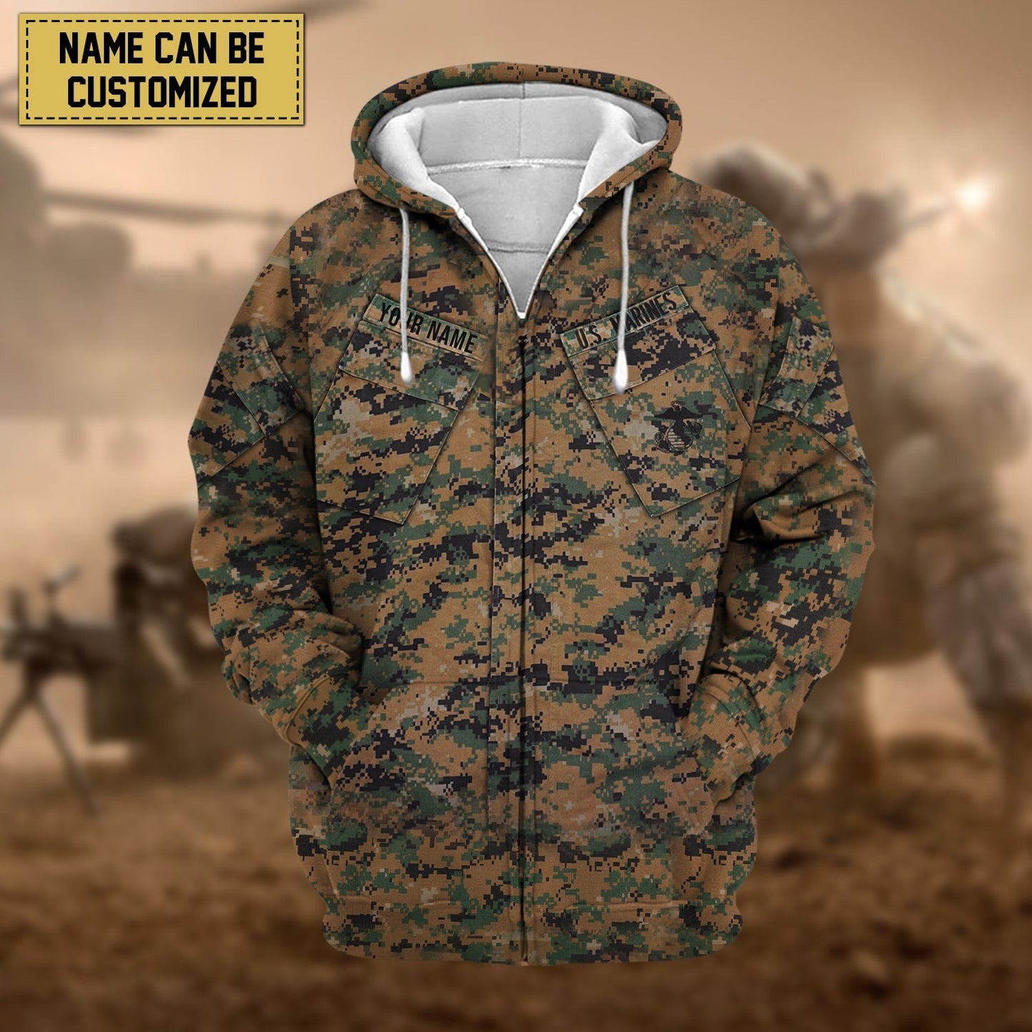 Frenzidea Premium Personalised US Veteran Zip Hoodie