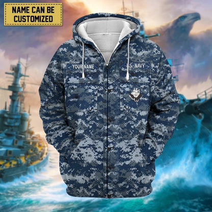 Frenzidea Premium Personalised US Veteran Zip Hoodie