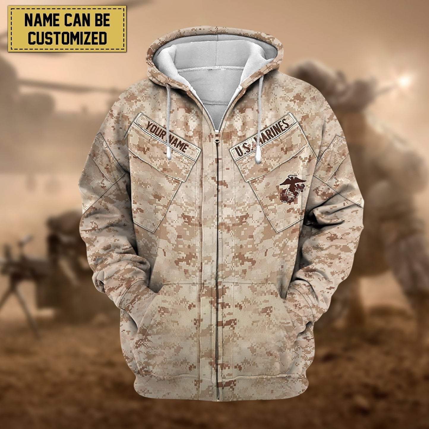 Frenzidea Premium Personalised US Veteran Zip Hoodie