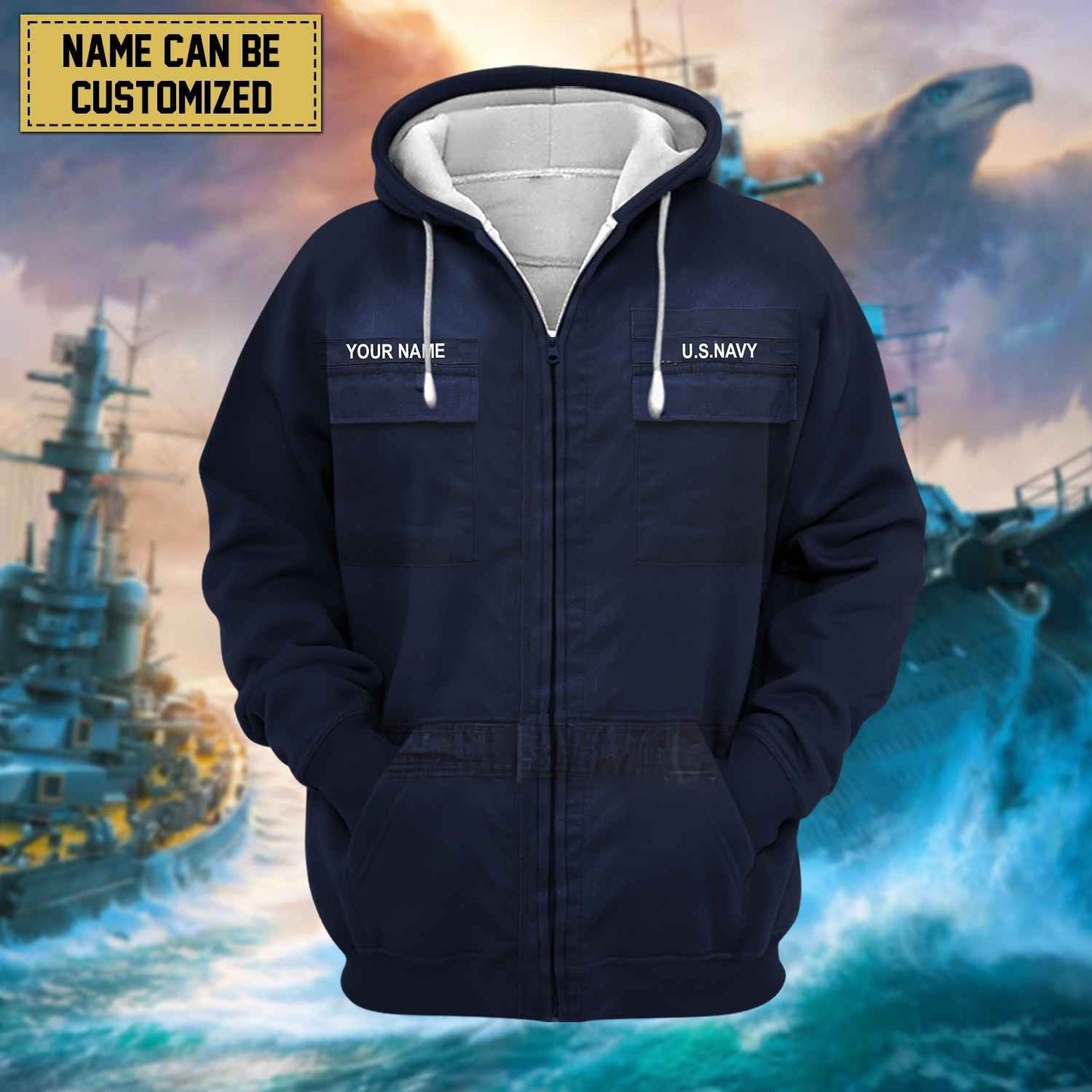 Frenzidea Premium Personalised US Veteran Zip Hoodie