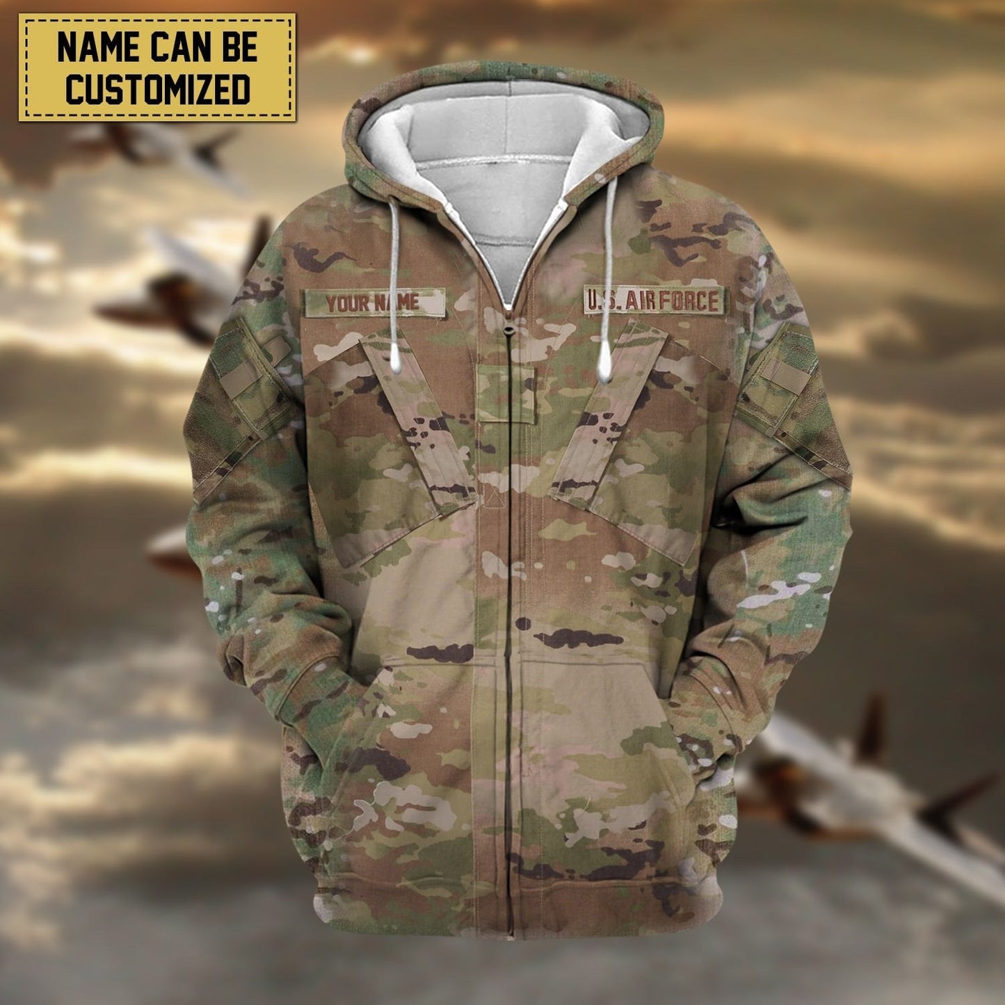 Frenzidea Premium Personalised US Veteran Zip Hoodie