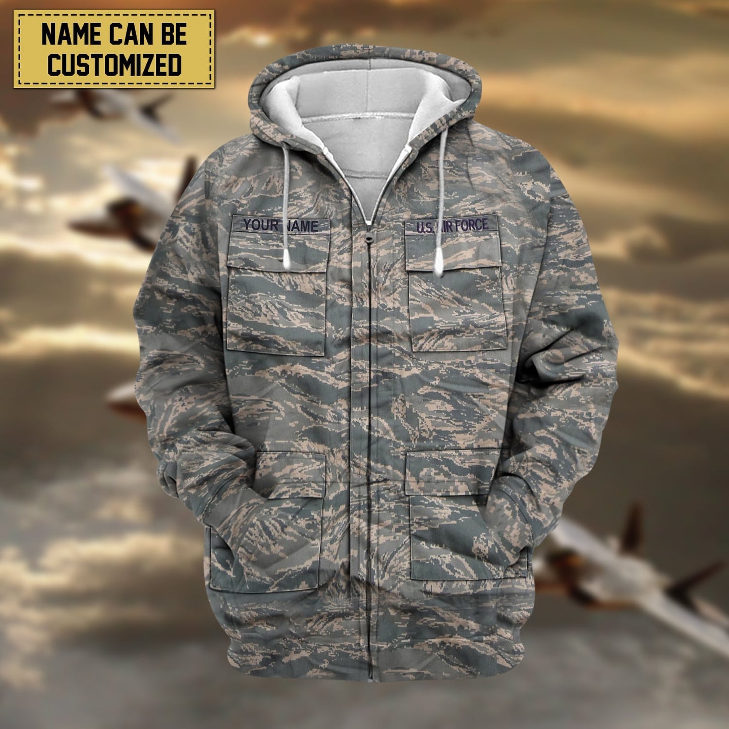 Frenzidea Premium Personalised US Veteran Zip Hoodie