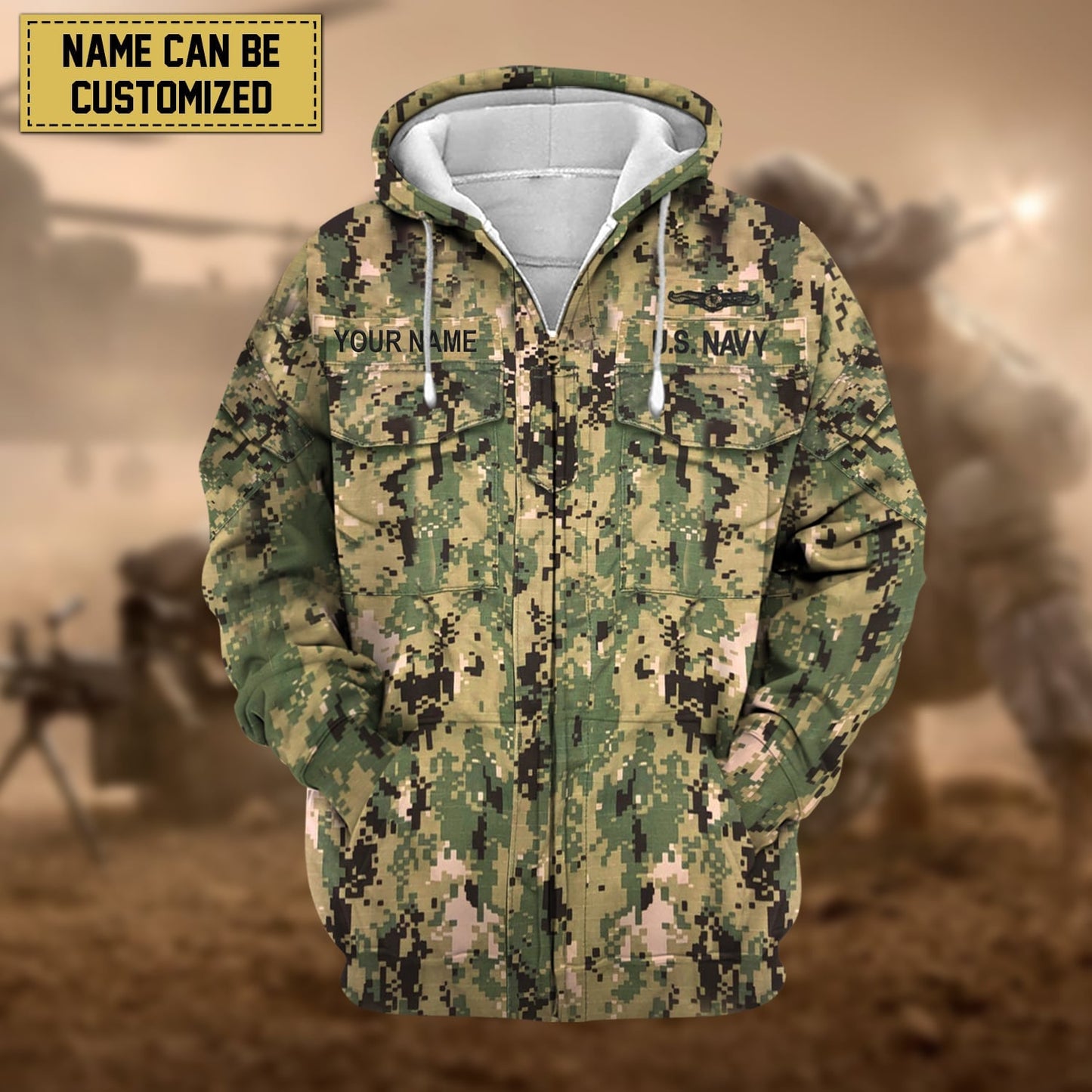 Frenzidea Premium Personalised US Veteran Zip Hoodie