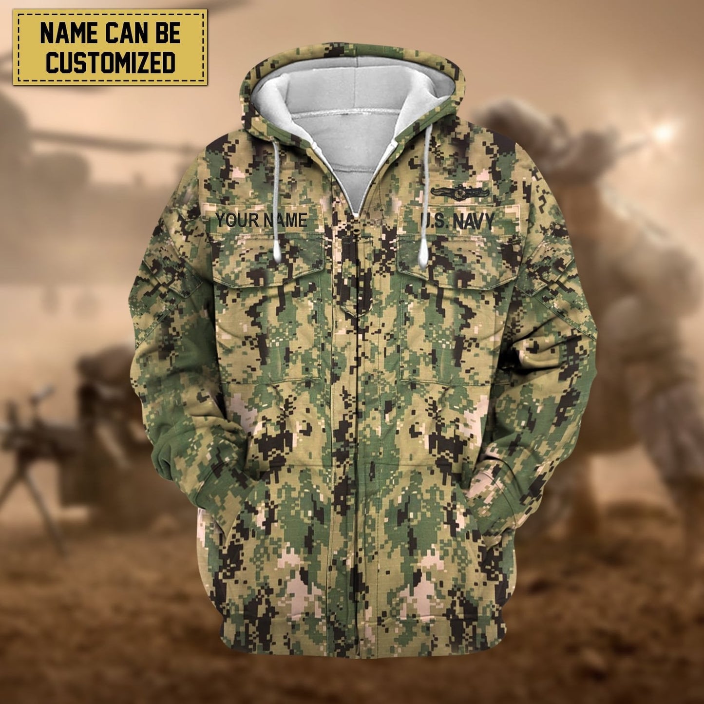 Frenzidea Premium Personalised US Veteran Zip Hoodie