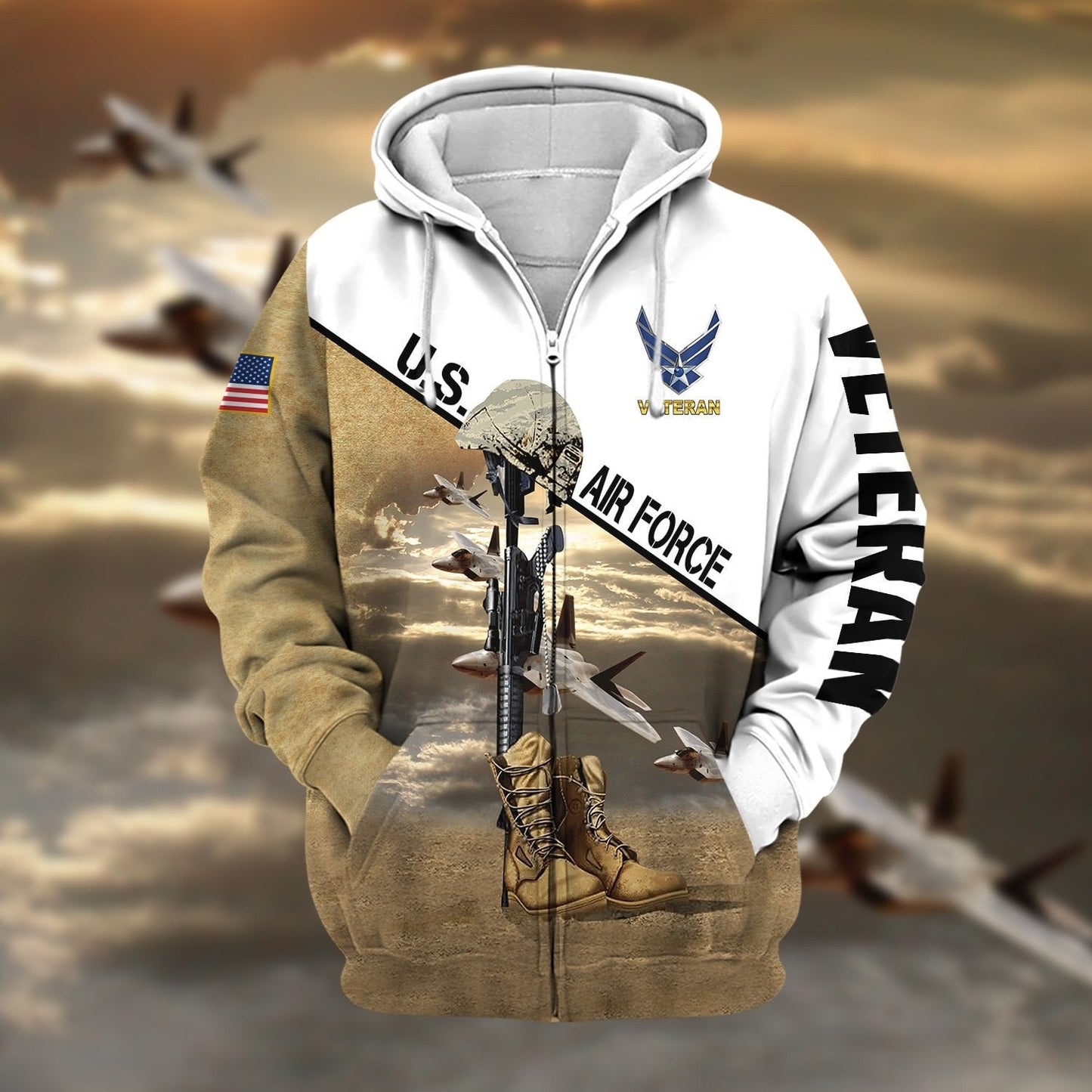 Frenzidea Premium US Veteran Zip Hoodie