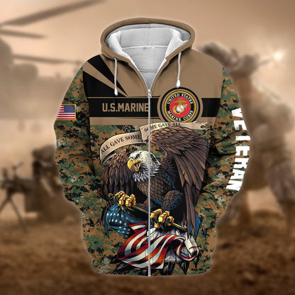 Frenzidea Premium Camo Soldiers Multiservice US Veteran Zip Hoodie