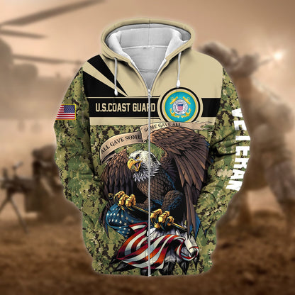 Frenzidea Premium Camo Soldiers Multiservice US Veteran Zip Hoodie