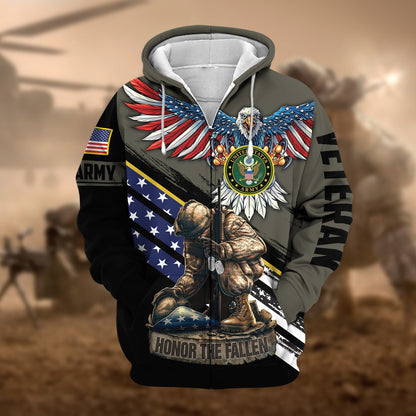 Frenzidea Premium Honor The Fallen US Veteran Zip Hoodie