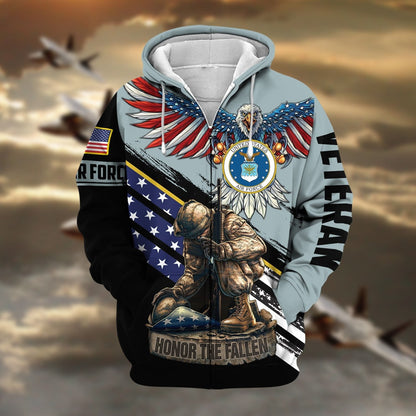 Frenzidea Premium Honor The Fallen US Veteran Zip Hoodie
