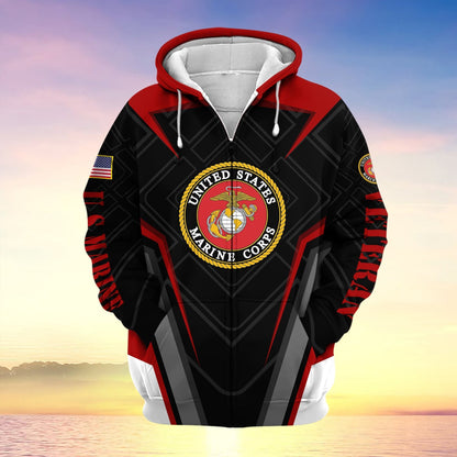 Frenzidea US Veteran Proudly Served Multiservice Zip Hoodie