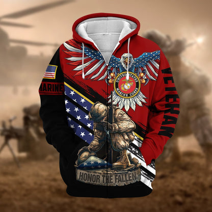 Frenzidea Premium Honor The Fallen US Veteran Zip Hoodie