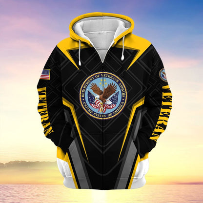 Frenzidea US Veteran Proudly Served Multiservice Zip Hoodie
