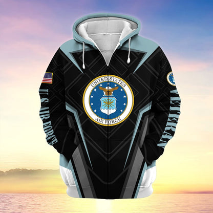 Frenzidea US Veteran Proudly Served Multiservice Zip Hoodie