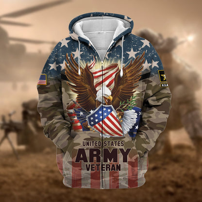 Frenzidea Premium Eagle US Veteran Zip Hoodie