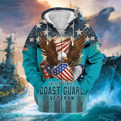 Frenzidea Premium Eagle US Veteran Zip Hoodie