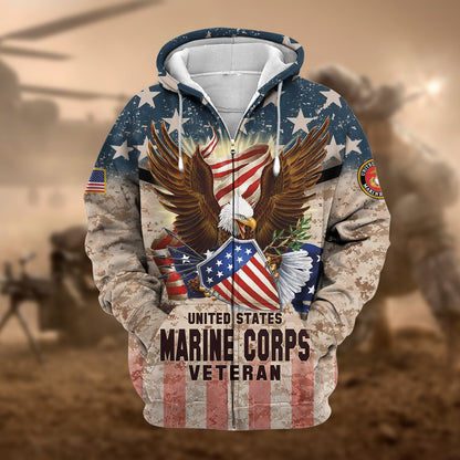 Frenzidea Premium Eagle US Veteran Zip Hoodie