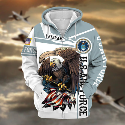 Frenzidea Premium Honoring All Who Served US Veteran Zip Hoodie