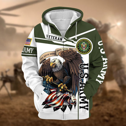 Frenzidea Premium Honoring All Who Served US Veteran Zip Hoodie
