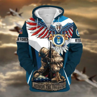 Frenzidea Premium Honor The Fallen US Veteran Zip Hoodie