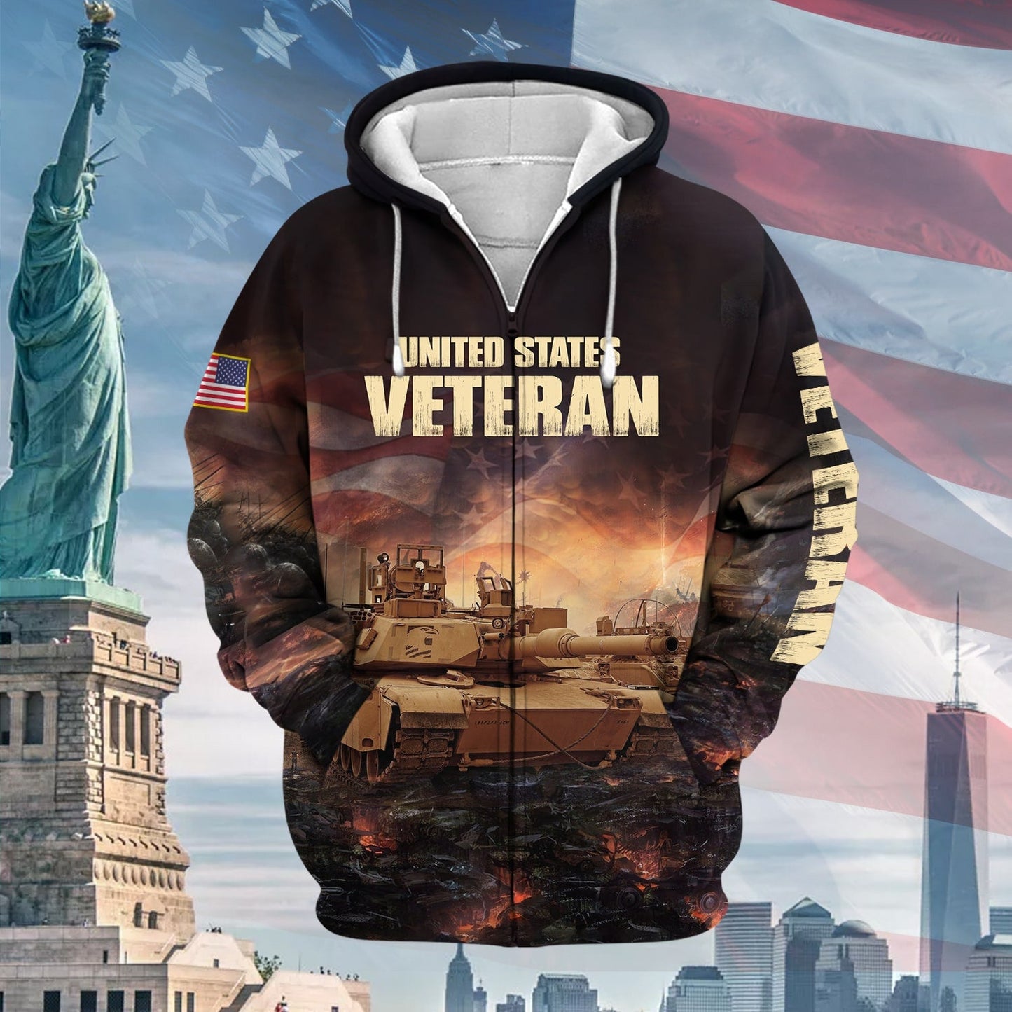 Frenzidea Unique US Veteran Zip Hoodie