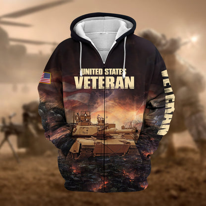 Frenzidea Unique US Veteran Zip Hoodie