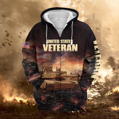 Frenzidea Unique US Veteran Zip Hoodie