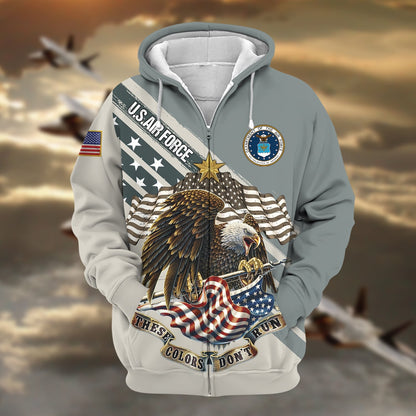 Frenzidea Premium These Colors Don't Run US Veteran Zip Hoodie