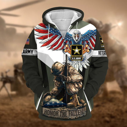 Frenzidea Premium Honor The Fallen US Veteran Zip Hoodie