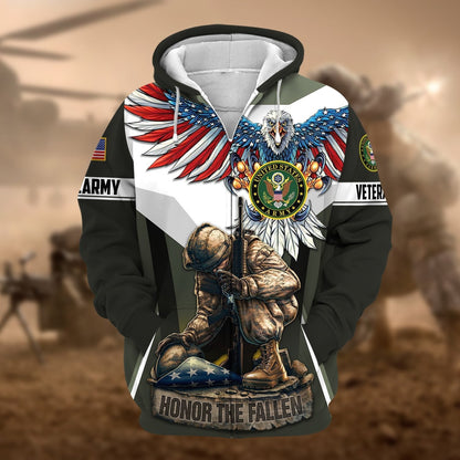 Frenzidea Premium Honor The Fallen US Veteran Zip Hoodie