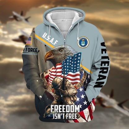 Frenzidea Premium Freedom Is Not Free US Veteran Zip Hoodie