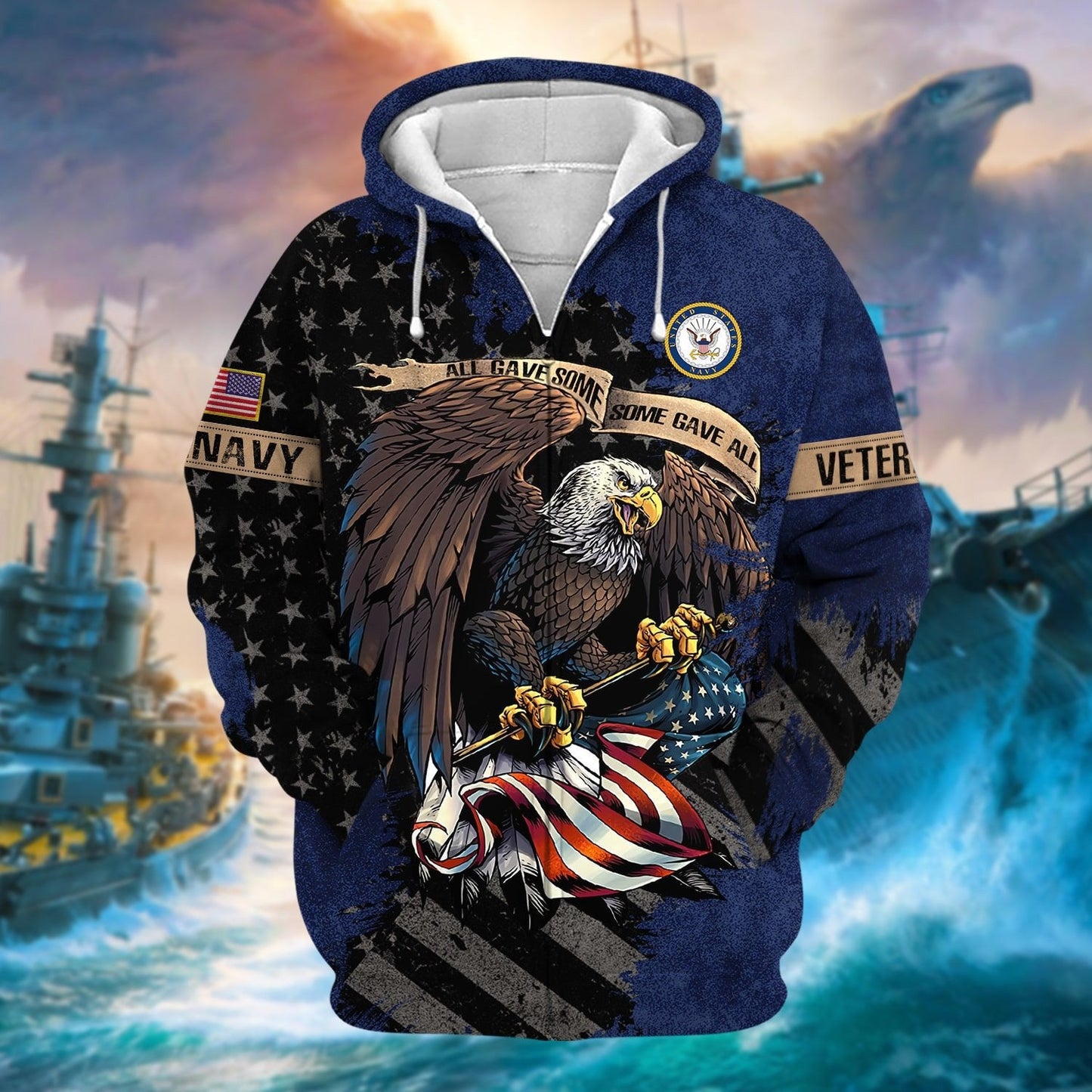 Frenzidea Premium Eagle US Veteran Zip Hoodie