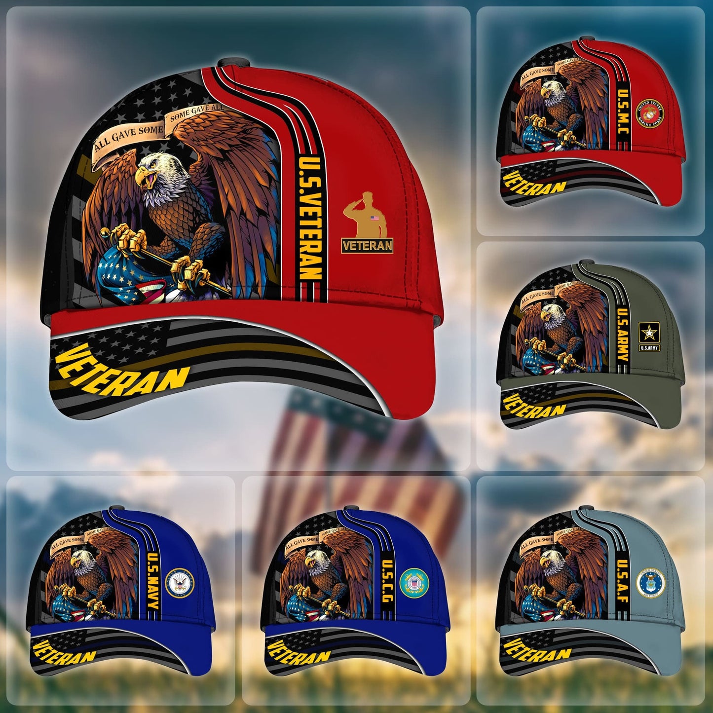 BlueJose Premium Honoring All Who Served US Veteran Cap NPVC171002