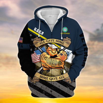 Frenzidea Premium Proudly Served Multiservice US Veteran Zip Hoodie