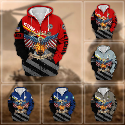 Frenzidea Premium Eagle US Veteran Zip Hoodie