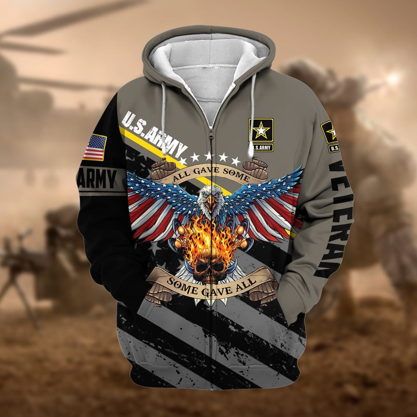 Frenzidea Premium Eagle US Veteran Zip Hoodie