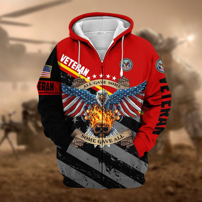 Frenzidea Premium Eagle US Veteran Zip Hoodie