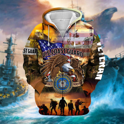Frenzidea Premium Honoring All Who Served US Veteran Zip Hoodie