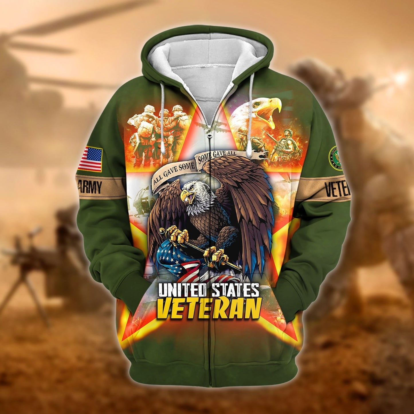 Frenzidea Unique All Gave Some US Veteran Zip Hoodie